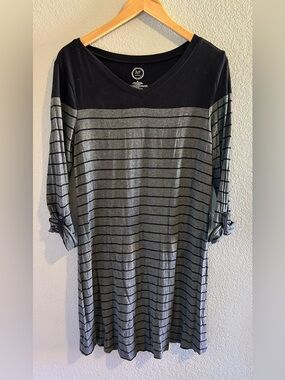 Maurices Black and Gray Striped  24/7 Knit Dress